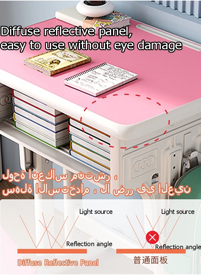 ماركة غير محددة - مجموعة مكتب وكرسي دراسة للاطفال بارتفاع قابل للتعديل منة وكرسي دراسة متعدد الوظائف مع درج تخزين، مكتب قراءة متين - Image 1