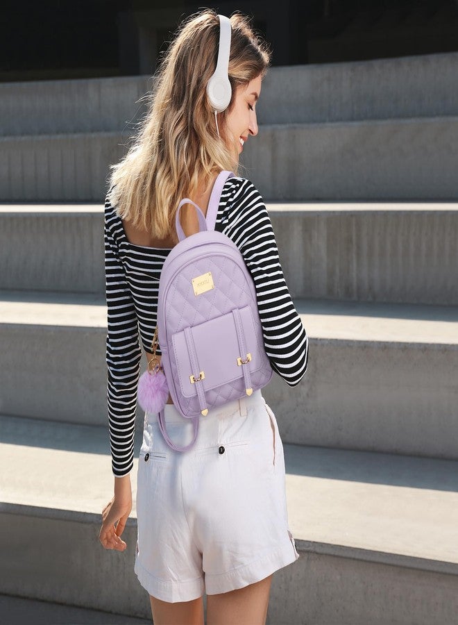 كي كي شو حقيبة ظهر صغيرة للبنات من KKXIU، مصنوعة من الجلد النباتي المبطن، حقيبة ظهر صغيرة للنساء، حقيبة كتب عصرية (بنفسجي) - Image 3