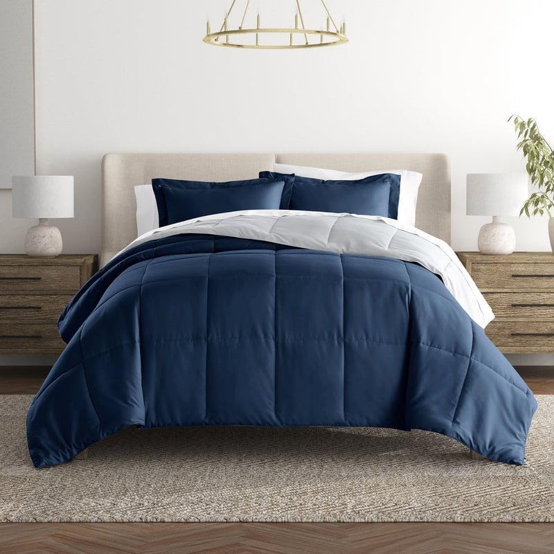 NIVGROW Down Alternative Reversible Ultra Soft Comforter All Season Soft Quilted King Size Bed Comforter with Ultrasoft Microfiber Winter Summer Warm Fluffy 274 239 CMS Blue - Image 2