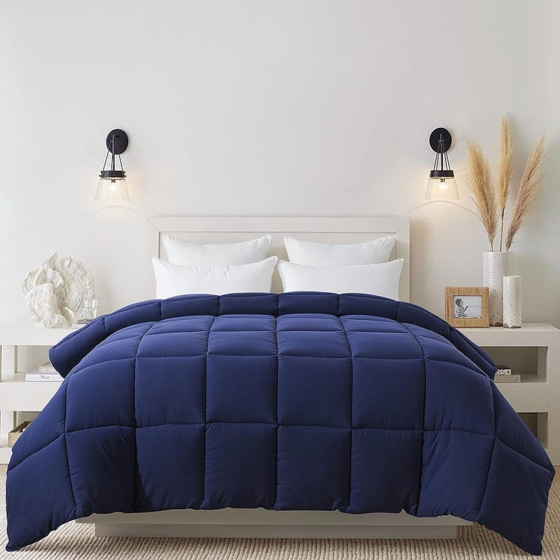 NIVGROW Down Alternative Reversible Ultra Soft Comforter All Season Soft Quilted King Size Bed Comforter with Ultrasoft Microfiber Winter Summer Warm Fluffy 274 239 CMS Blue - Image 3