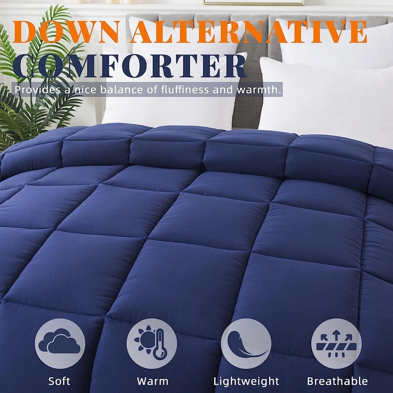 NIVGROW Down Alternative Reversible Ultra Soft Comforter All Season Soft Quilted King Size Bed Comforter with Ultrasoft Microfiber Winter Summer Warm Fluffy 274 239 CMS Blue - Image 4