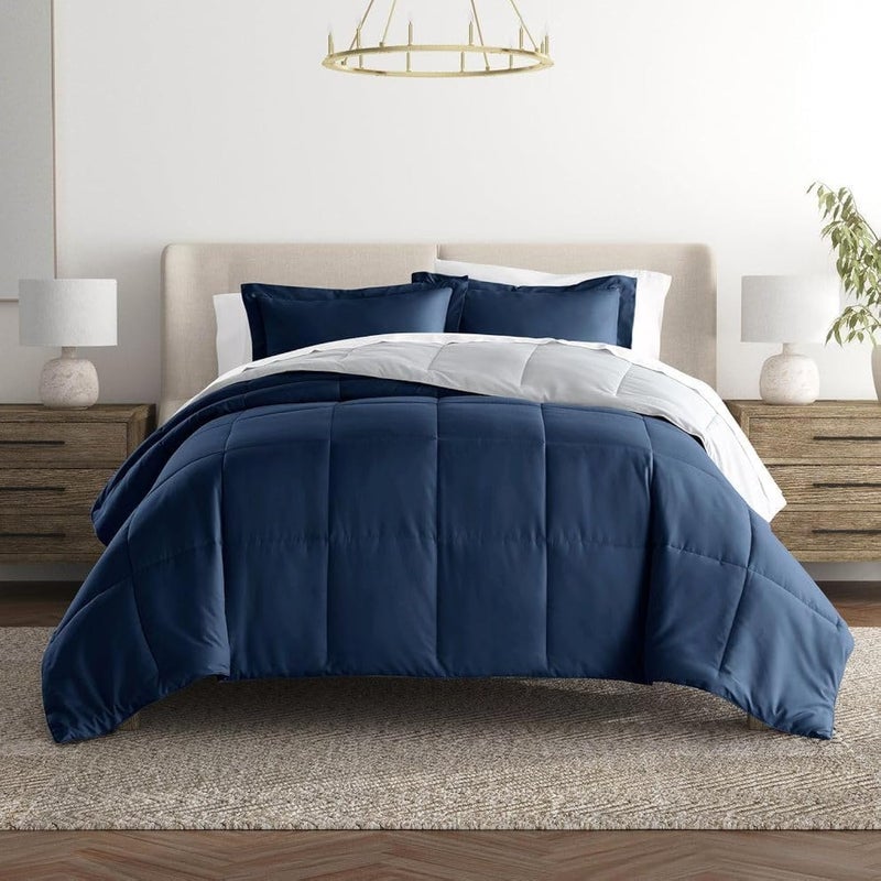 NIVGROW Down Alternative Reversible Ultra Soft Comforter All Season Soft Quilted King Size Bed Comforter with Ultrasoft Microfiber Winter Summer Warm Fluffy 274 239 CMS Blue - Image 1