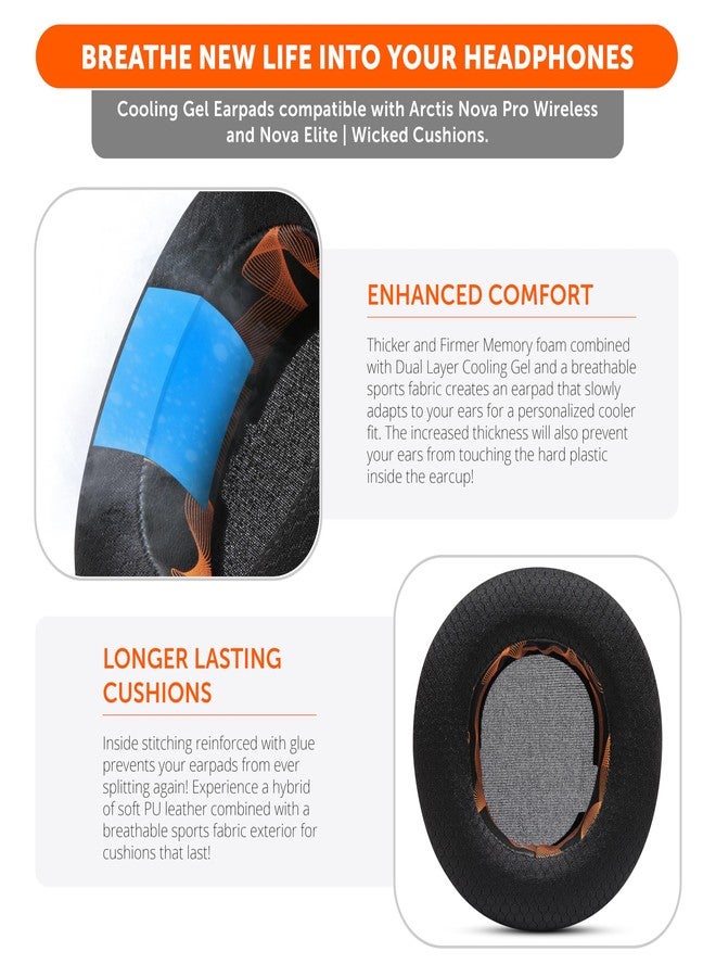 WC Freeze Nova Pro Wireless - Cooling Gel Ear Pads for Arctis Nova Pro Wireless and Nova Elite (Not Compatible with Other Models), by Wicked Cushions | Kinetic Wave - Image 4