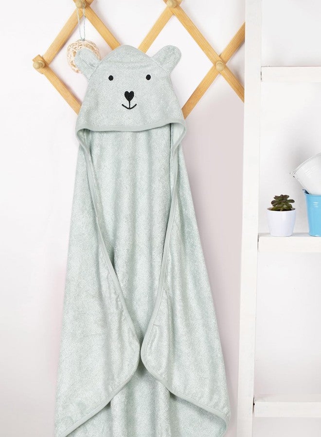 CREEVA Cuddle Baby/Kids Hooded Bath Towel in Pastel Green – Soft Bamboo Cotton with Cute Cartoon Face & 3D Ears 100% Bamboo Cotton, Super Absorbent Bath Wrap for Newborns & Toddlers | (0-5 Years) - Image 2