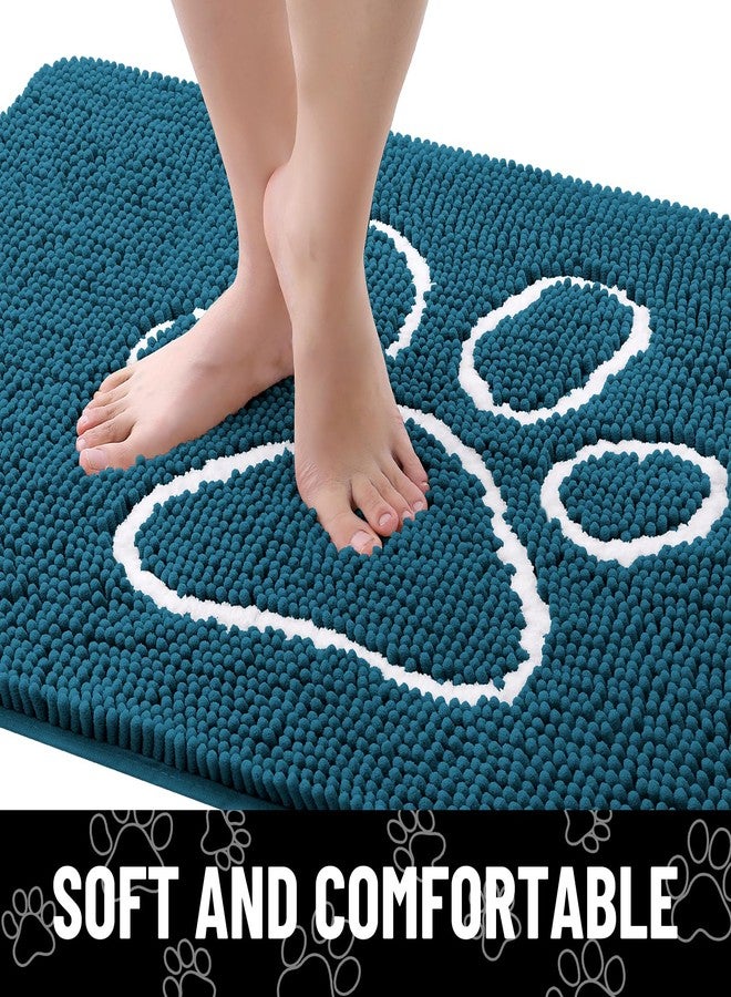 Smiry Dog Door Mat for Muddy Paws, Absorbent Dirt Trapper Non-Slip Washable Mat, Quick Dry Chenille, Mud Mat for Dogs, Entry Indoor Door Mat for Inside Floor (30x20 Inches, Atlantic Blue) - Image 4