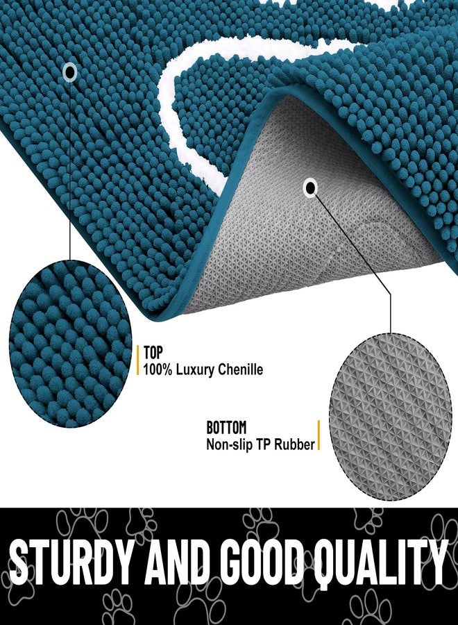 Smiry Dog Door Mat for Muddy Paws, Absorbent Dirt Trapper Non-Slip Washable Mat, Quick Dry Chenille, Mud Mat for Dogs, Entry Indoor Door Mat for Inside Floor (30x20 Inches, Atlantic Blue) - Image 3