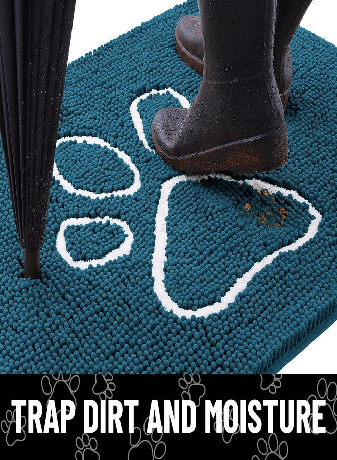 Smiry Dog Door Mat for Muddy Paws, Absorbent Dirt Trapper Non-Slip Washable Mat, Quick Dry Chenille, Mud Mat for Dogs, Entry Indoor Door Mat for Inside Floor (30x20 Inches, Atlantic Blue) - Image 2