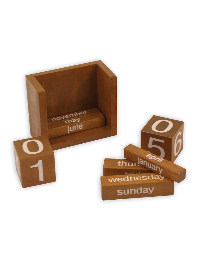 BSIRI Wooden Desk Calendar - Mini Decor Perpetual Calendar Gifts Dad Gifts Mom Office Block Kitchen Home Gifts Monthly Small Planner Family Birthday Calendar Tags Perpetual For New Year - Image 2