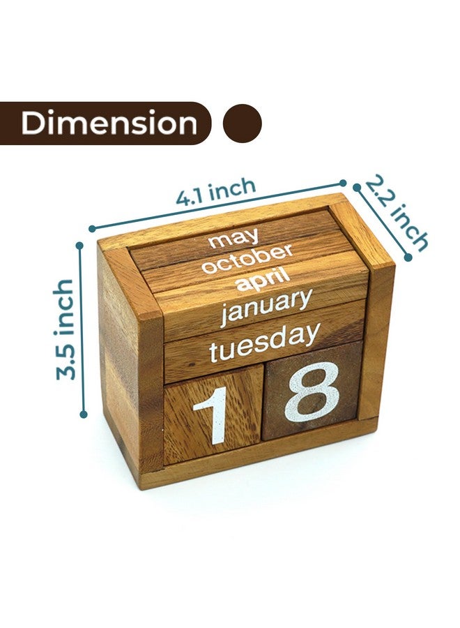 BSIRI Wooden Desk Calendar - Mini Decor Perpetual Calendar Gifts Dad Gifts Mom Office Block Kitchen Home Gifts Monthly Small Planner Family Birthday Calendar Tags Perpetual For New Year - Image 3