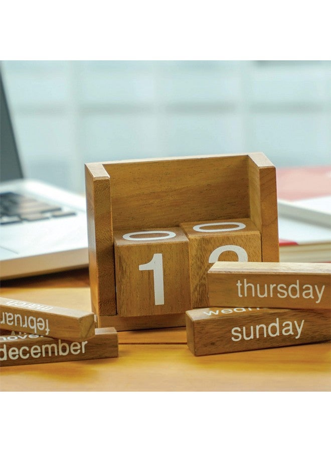 BSIRI Wooden Desk Calendar - Mini Decor Perpetual Calendar Gifts Dad Gifts Mom Office Block Kitchen Home Gifts Monthly Small Planner Family Birthday Calendar Tags Perpetual For New Year - Image 5