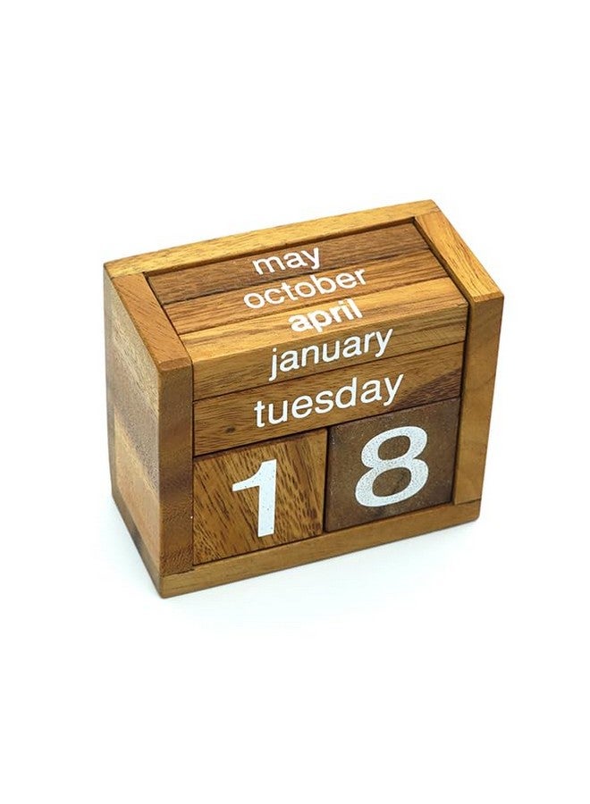 BSIRI Wooden Desk Calendar - Mini Decor Perpetual Calendar Gifts Dad Gifts Mom Office Block Kitchen Home Gifts Monthly Small Planner Family Birthday Calendar Tags Perpetual For New Year - Image 1