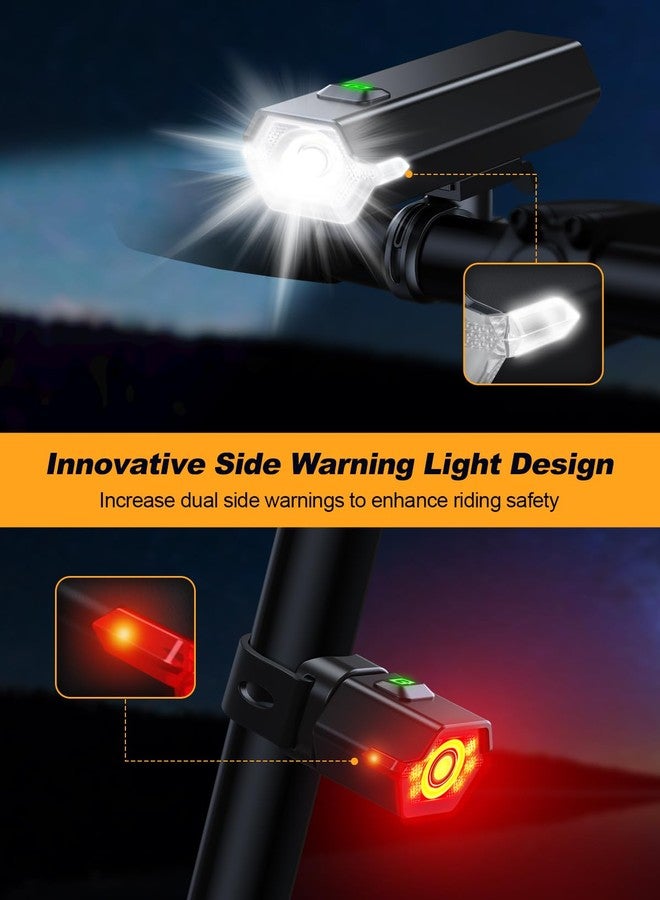 Cuvccn 2026 New 1000 Lumen Super Bright Bike Lights with Side Light, 4+6 Modes Rechargeable Bicycle Lights Front & Rear, IP65 Waterproof Bike Headlight for Day/Night Riding Safety, Scooter Accessories - Image 2