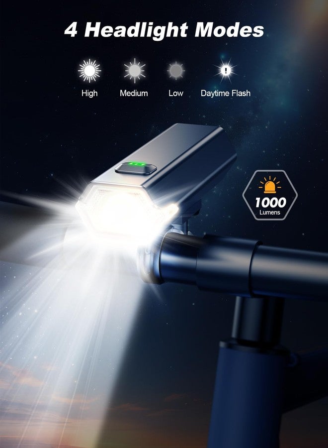 Cuvccn 2026 New 1000 Lumen Super Bright Bike Lights with Side Light, 4+6 Modes Rechargeable Bicycle Lights Front & Rear, IP65 Waterproof Bike Headlight for Day/Night Riding Safety, Scooter Accessories - Image 3
