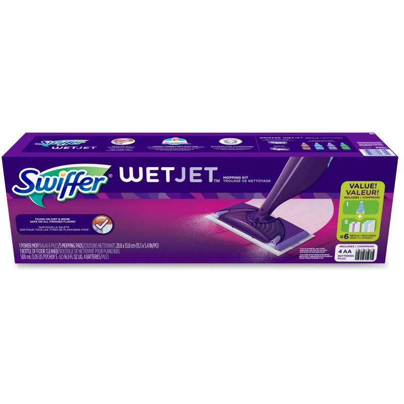 Swiffer Wet Jet Mop, Floor Cleaner for Mopping Wood, Laminate, Tile in Home, Bathroom, Kitchen, All Purpose Multi-Surface Cleaning Set includes 1 Spray Mop, 5 Pads Refill, 1 Fresh Scent Solution - Image 4