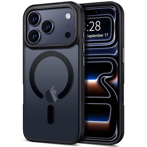 Hython Case for iPhone 17 Pro Case Magnetic Translucent Matte Phone Cases 6.3" [Compatible with MagSafe] Thin Slim Fit Shockproof Bumper Hard Protective Cover for Women Men Girls, Frosted Black - Image 1