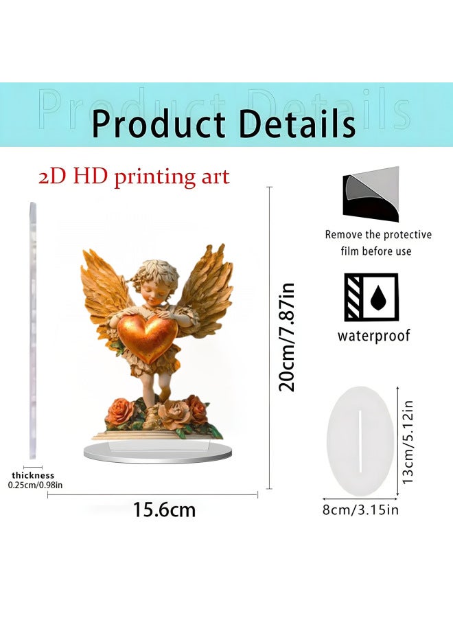 2D Flat Acrylic Desktop Ornament, Non-3D Printed Artwork with Base