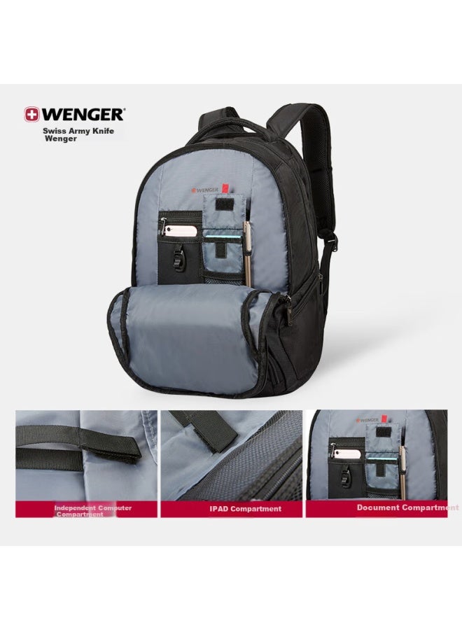 Wenger Swiss Army Knife Backpack 16-inch Laptop Bag Water-resistant Backpack Middle School Student Bookbag Black 600636