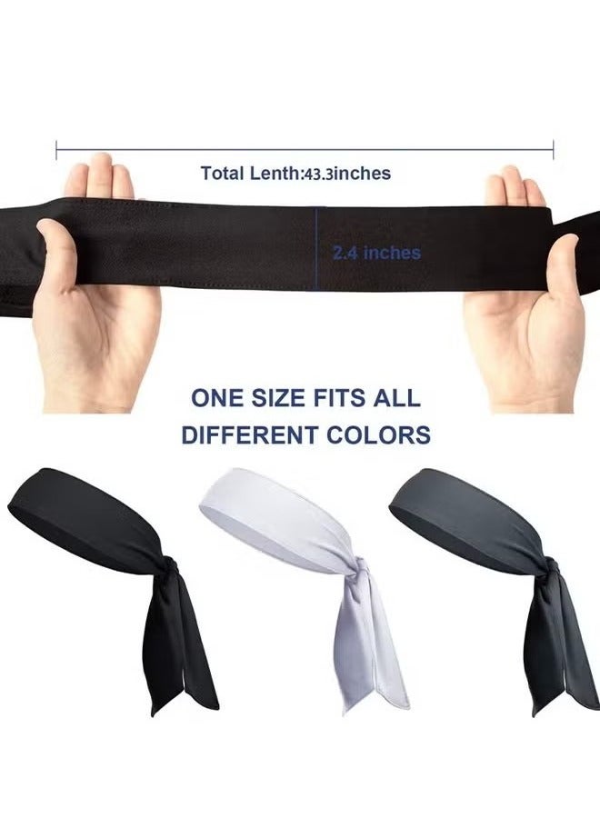 Generic 3 Pcs Sports Headbands for Men and Women anti-Sweat Bands Running and Exercise Headbands Hair Ties Elastic Hair Ties (Black, White, Gray)  - Image 4