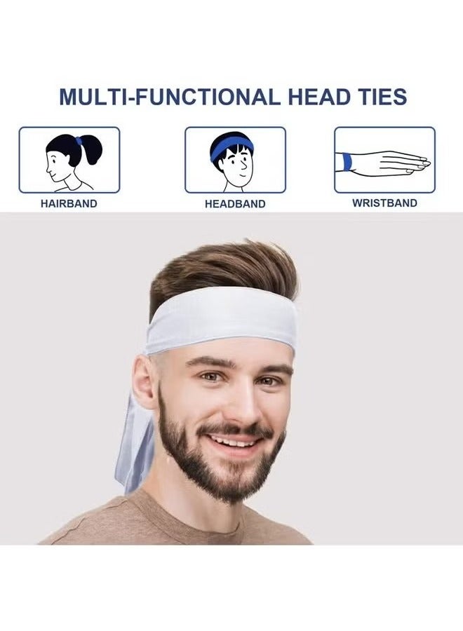 Generic 3 Pcs Sports Headbands for Men and Women anti-Sweat Bands Running and Exercise Headbands Hair Ties Elastic Hair Ties (Black, White, Gray)  - Image 3