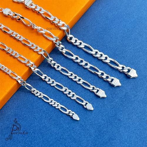 Parnika Formerly MJ 925 High Polish Figaro Design Silver Bracelet in Pure 92.5 Sterling Silver for Boys/Men | Gift for Him | (5.00, Grams) - Image 3