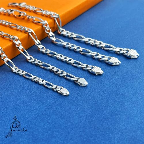 Parnika Formerly MJ 925 High Polish Figaro Design Silver Bracelet in Pure 92.5 Sterling Silver for Boys/Men | Gift for Him | (5.00, Grams) - Image 4