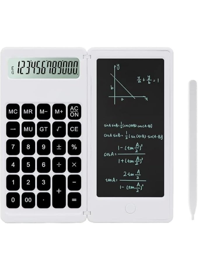 Desk Calculator, Desktop Calculator with Writing Tablet,Premium School Supplies for High School Students (White) - Image 1