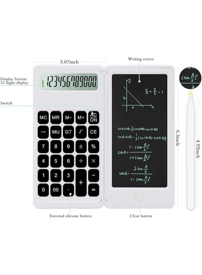 Desk Calculator, Desktop Calculator with Writing Tablet,Premium School Supplies for High School Students (White) - Image 2