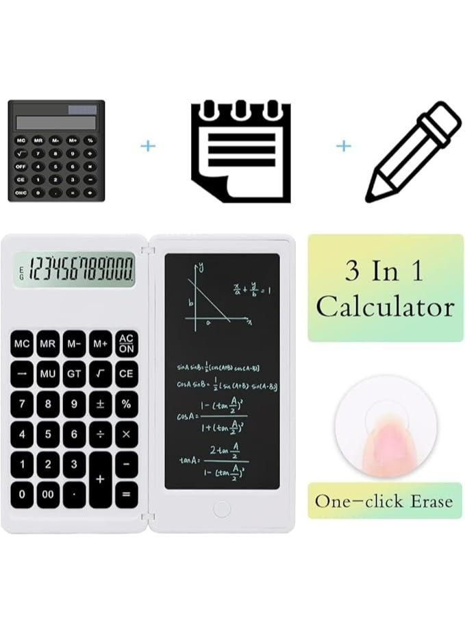 Desk Calculator, Desktop Calculator with Writing Tablet,Premium School Supplies for High School Students (White) - Image 3