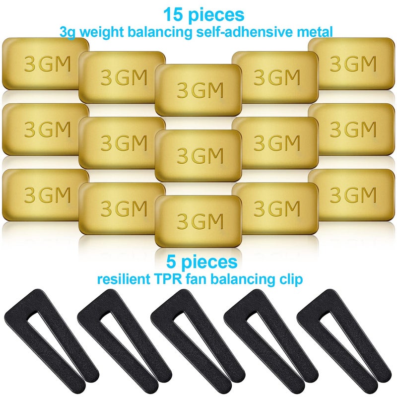 HFYHWT HFYHWT 20PCS Ceiling Fan Balancing Kit, 5 Sets High Calibration Blade Balance Tool Including 5 Pcs Resilient Clips and 15 Pcs Metal Self-Adhesive 3G Weight  - Image 3