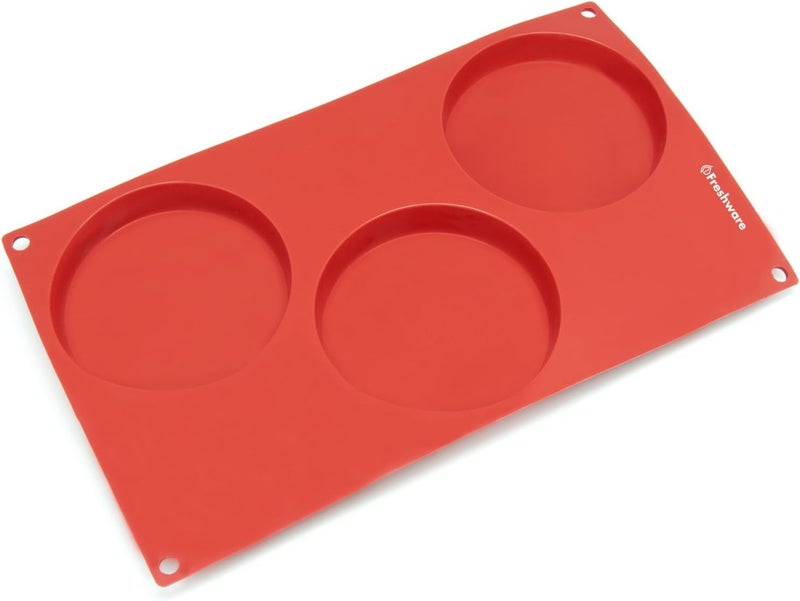 Freshware 3Cavity Silicone Disc Cake Pie Custard Tart and Resin Coaster Mold - Image 2