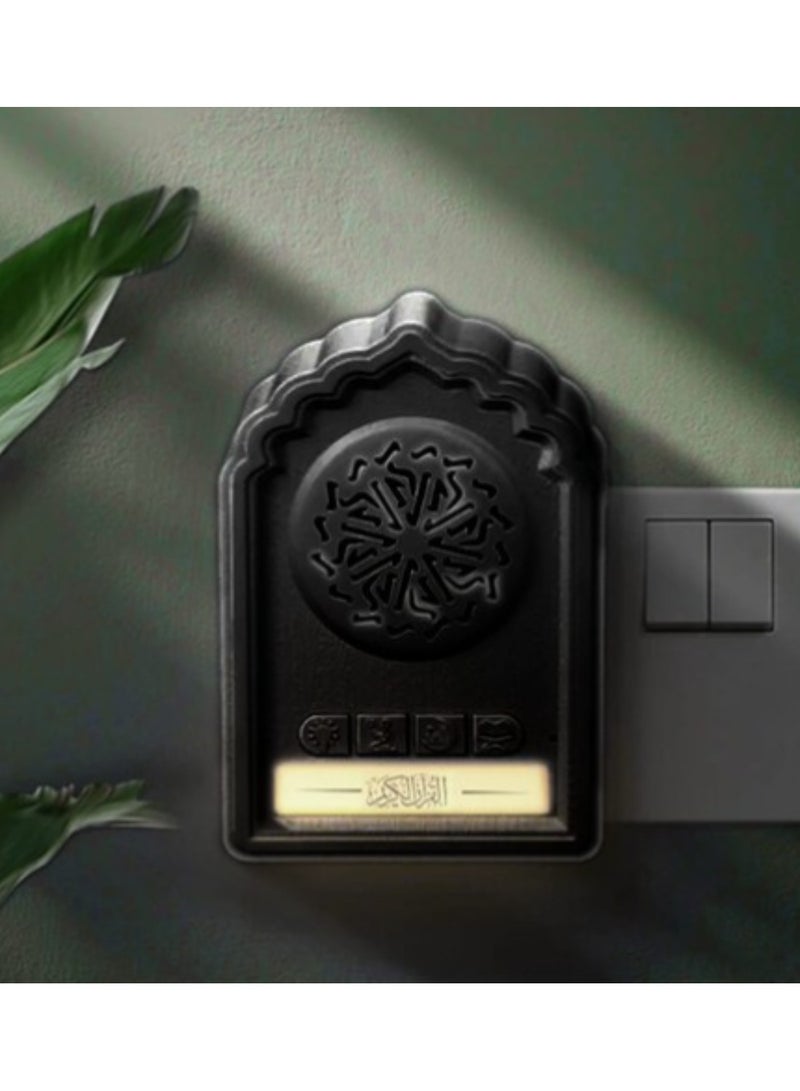 Equantu QB812 Holy Wall Speaker Bluetooth Al-Quran Light Speaker SQ669 Wireless Speaker With Night Light Quran Speaker Quran Wall Speaker 24-Hours Loop Play Back Quran Content Ruqyah ZIKIR Dua For Disease 3-Pin Wall Plug Black - Image 3