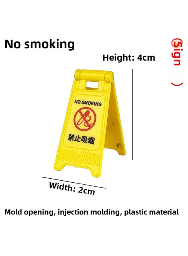 Loquat Speed Bump Traffic Light Parking Garage Road Cone Car Model Toy Scene Ornaments Signs License Plate Underground-Color:No Smoking Signs - Image 1