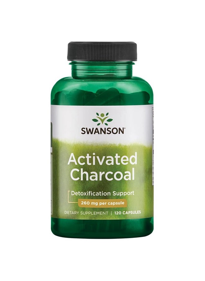 SWANSON - Activated Charcoal Natural Supplement Supporting Healthy Absorption Helps W/Bloating & Maintaining Bowel Regularity (120 Capsules 520Mg Per Serving) - Image 1
