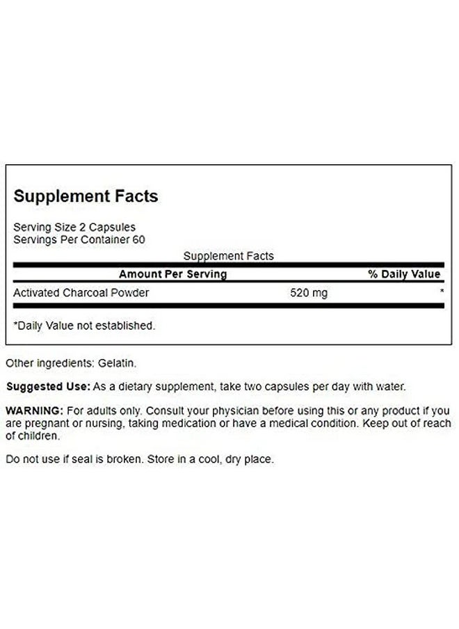 SWANSON - Activated Charcoal Natural Supplement Supporting Healthy Absorption Helps W/Bloating & Maintaining Bowel Regularity (120 Capsules 520Mg Per Serving) - Image 1