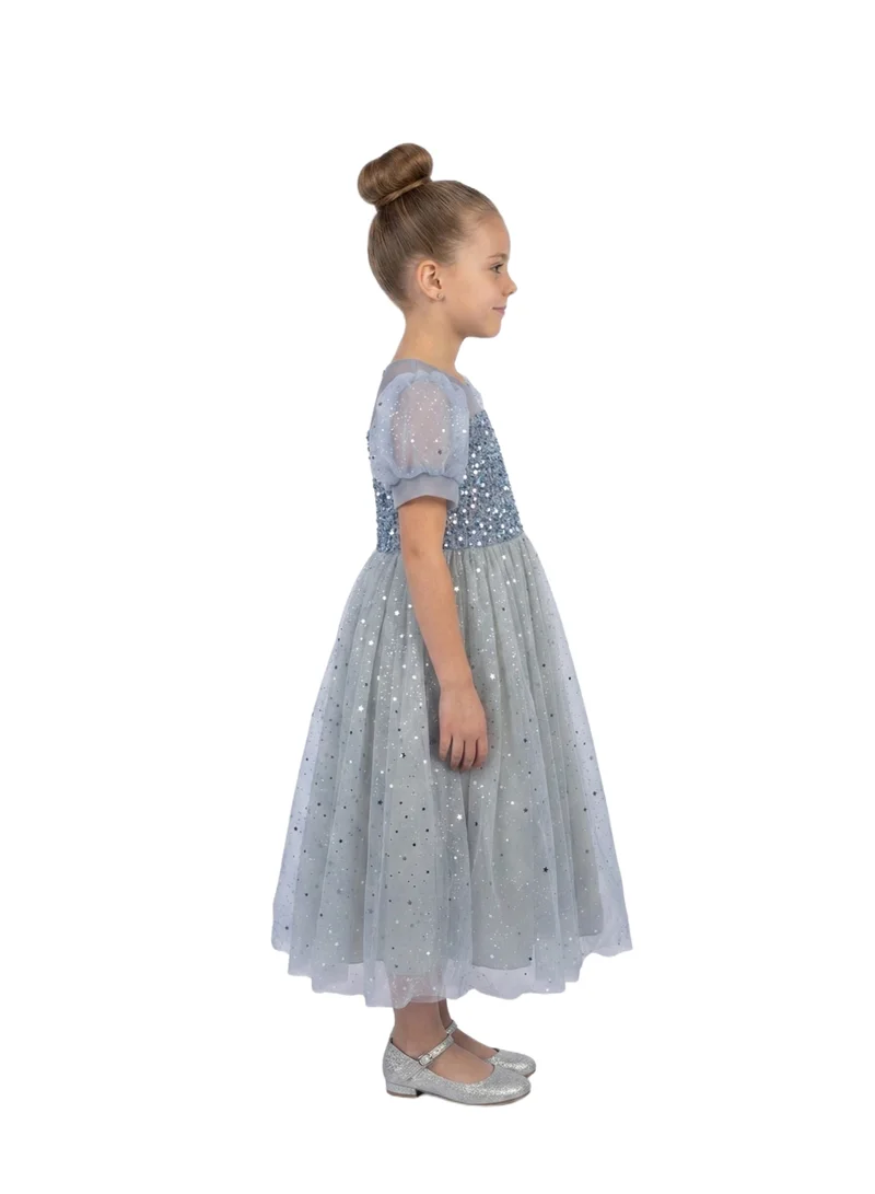 Bidani Girls Gray Sequin Party Dress
