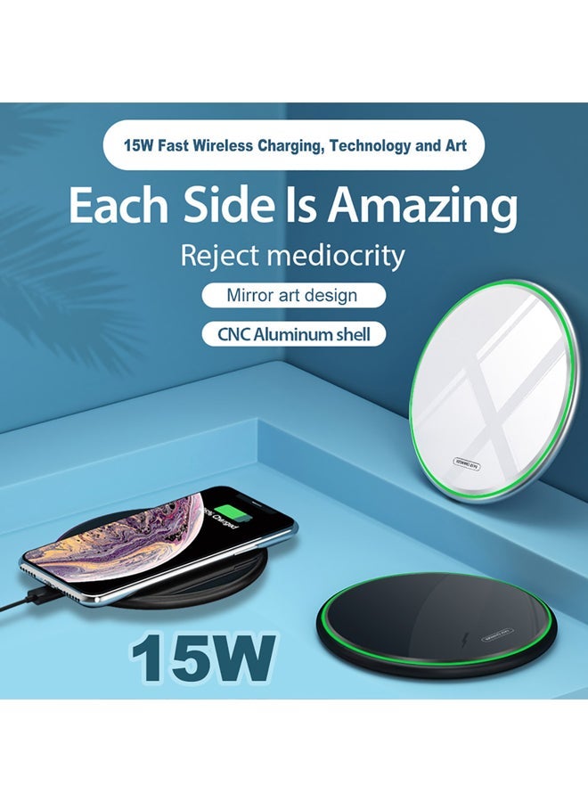 ZapLin Wireless Fast Charger Pad For Apple iPhone 11/11 Pro/XS/XR/8/8 Plus/Samsung Galaxy S9+/S8+/S7/Note 9 Black/Green，, 1 Type-C Charging Cable - Image 4