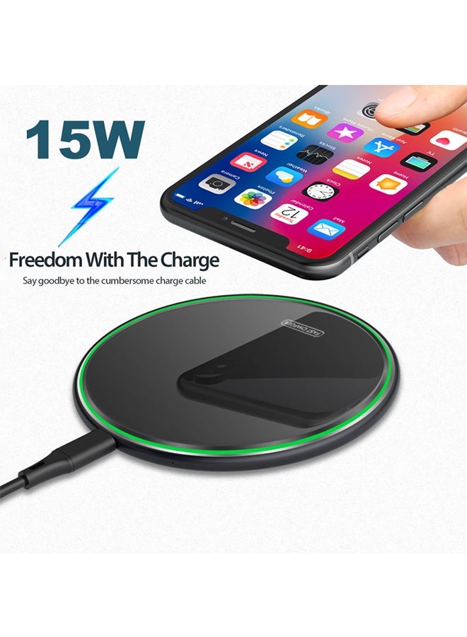 ZapLin Wireless Fast Charger Pad For Apple iPhone 11/11 Pro/XS/XR/8/8 Plus/Samsung Galaxy S9+/S8+/S7/Note 9 Black/Green，, 1 Type-C Charging Cable - Image 2