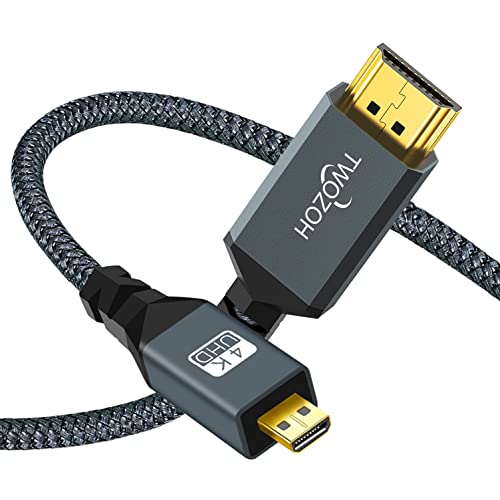 Twozoh كابل توزو 4K مايكرو HDMI إلى HDMI بطول 10 أقدام، كابل HDMI كامل عالي السرعة إلى مايكرو HDMI مع دعم 3D 4K/60Hz 1080p - Image 1