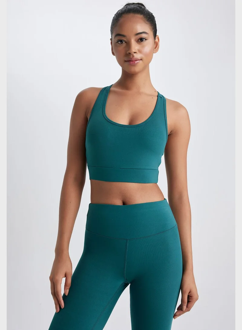 DeFacto Sleeveless Printed Plunge Sport Bra
