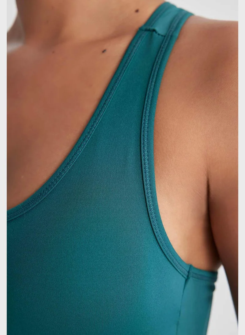 DeFacto Sleeveless Printed Plunge Sport Bra