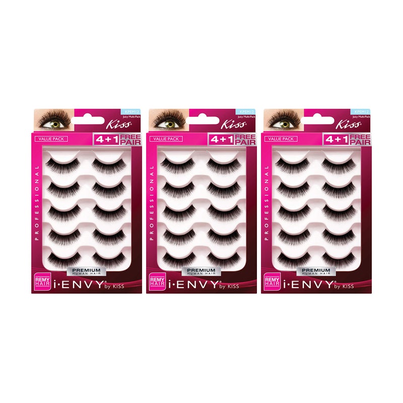 iENVY by KISS Juicy Volume 01 5 Pair Multi Pack KPEM12 3 Pack Short Length Made of Human Natural Hair