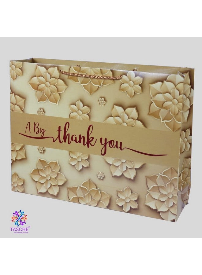 Arrow Paper Products A Big Thank You Golden Design Printed Gift Bags For Gifting | Weddings | Birthday | Holiday Presents (Size 12 X 16 X 4 Inch | Pack of 25) - Image 2