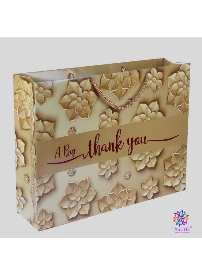 Arrow Paper Products A Big Thank You Golden Design Printed Gift Bags For Gifting | Weddings | Birthday | Holiday Presents (Size 12 X 16 X 4 Inch | Pack of 25) - Image 3