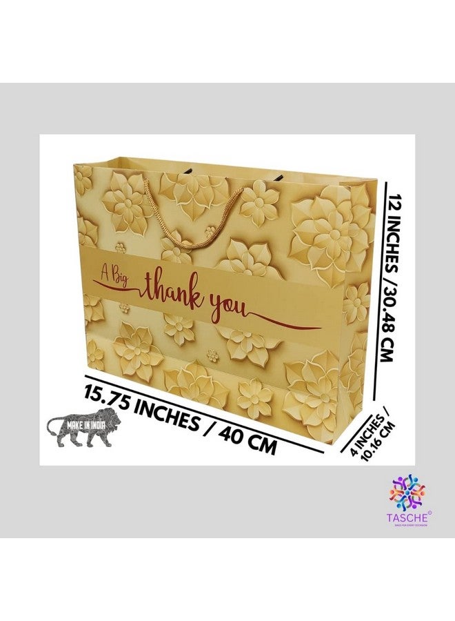 Arrow Paper Products A Big Thank You Golden Design Printed Gift Bags For Gifting | Weddings | Birthday | Holiday Presents (Size 12 X 16 X 4 Inch | Pack of 25) - Image 4