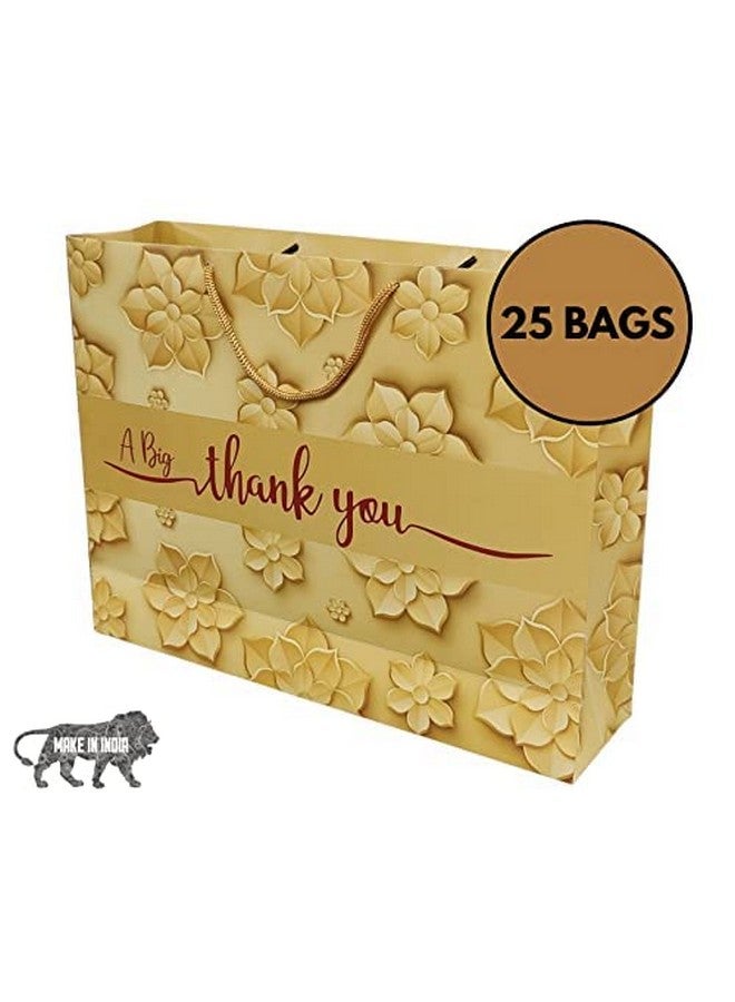 Arrow Paper Products A Big Thank You Golden Design Printed Gift Bags For Gifting | Weddings | Birthday | Holiday Presents (Size 12 X 16 X 4 Inch | Pack of 25) - Image 5