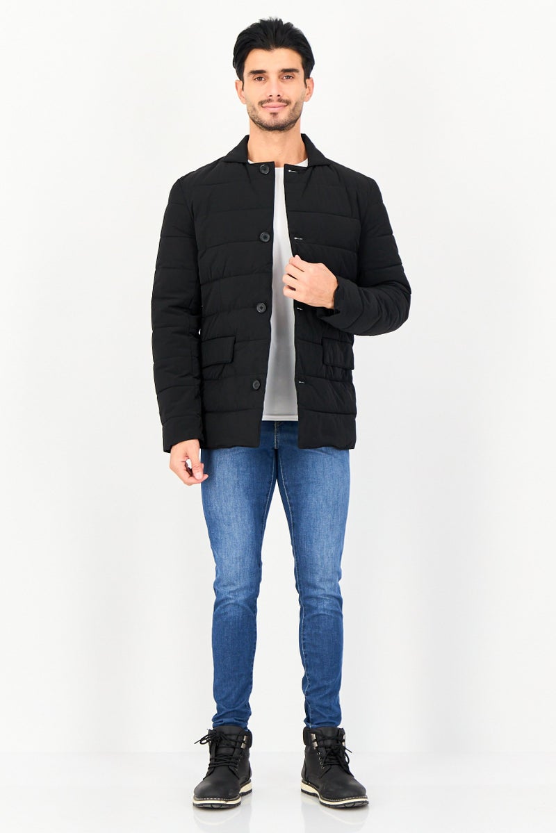 Celio Men Quilted Long Sleeve Puffer Jacket, Black - Image 2