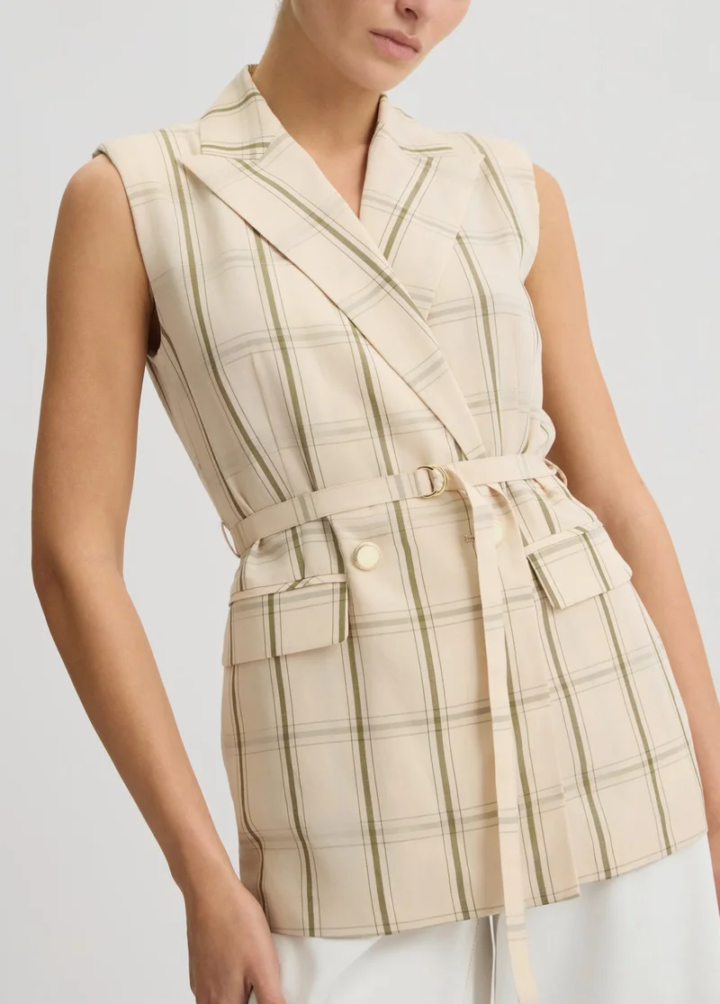 Liu Jo Linen-blend check waistcoat