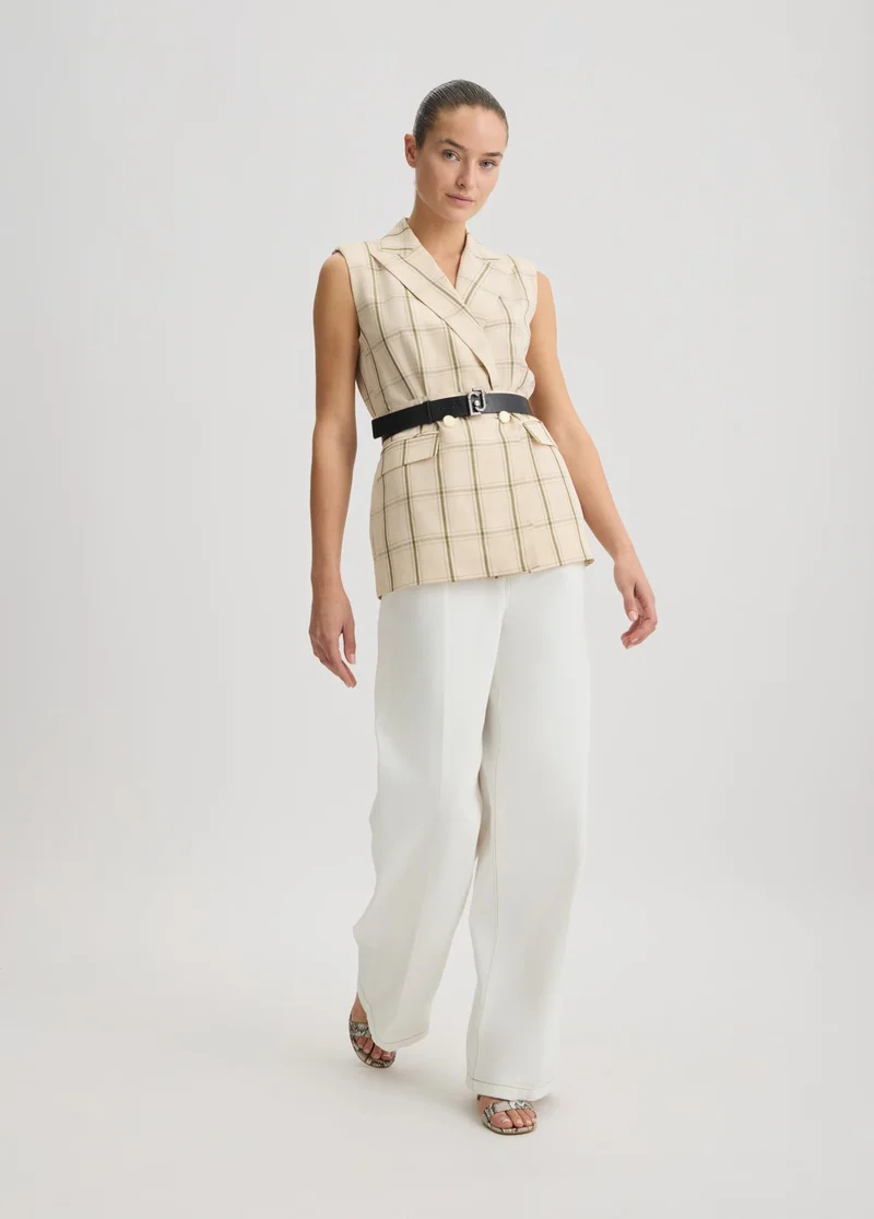 Liu Jo Linen-blend check waistcoat
