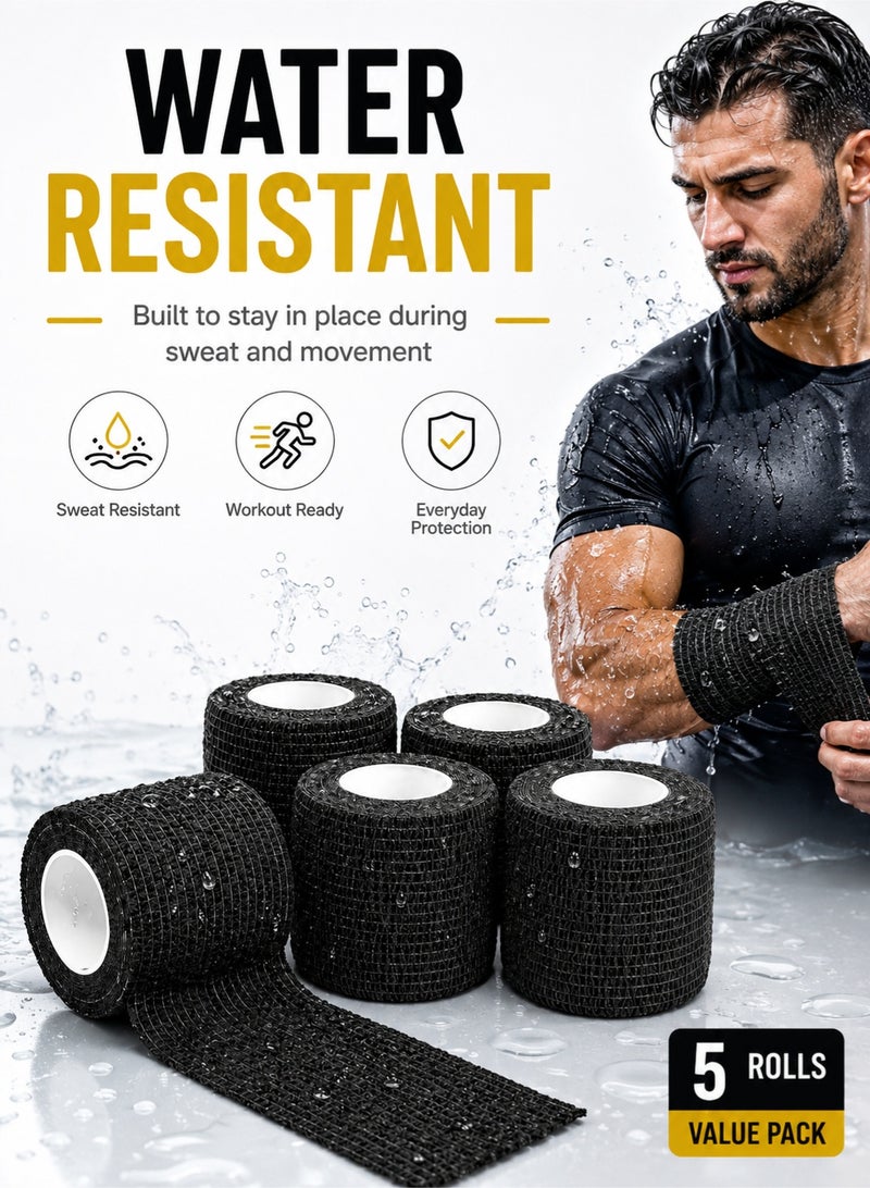 fdsport 5 Rolls Kinesiology Tape Self Adhesive Athletic Muscle Tape Waterproof Elastic Sports Bandage for Knee Ankle Shoulder Support Pain Relief Gym Running Recovery - Image 5