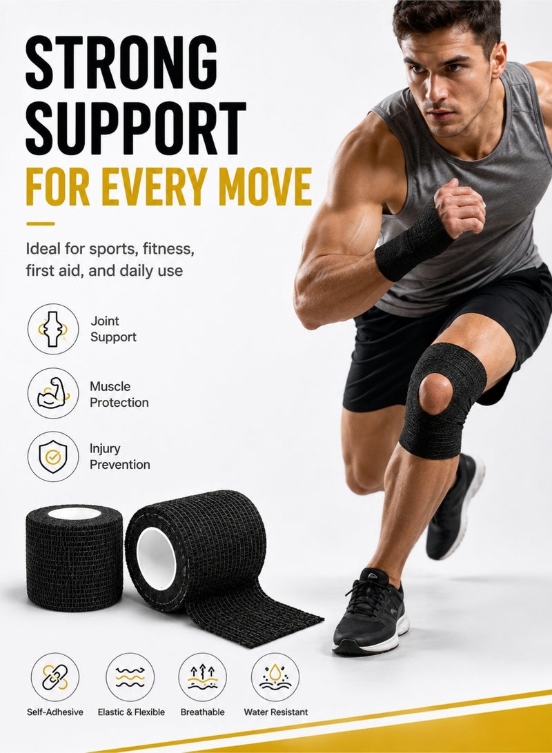 fdsport 5 Rolls Kinesiology Tape Self Adhesive Athletic Muscle Tape Waterproof Elastic Sports Bandage for Knee Ankle Shoulder Support Pain Relief Gym Running Recovery - Image 3